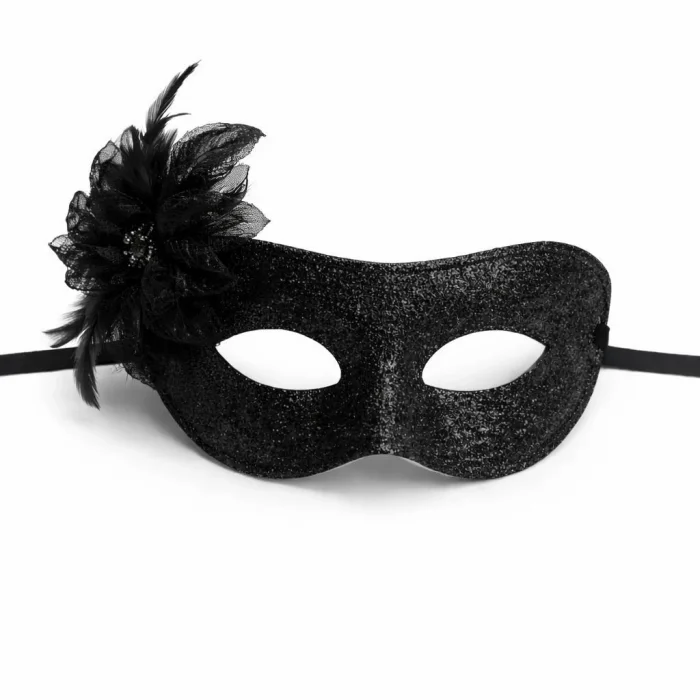 BUĞZ Siyah Simli Tüylü Balo Maskesi – Kadın Parti & Maskeli Balo Maskesi