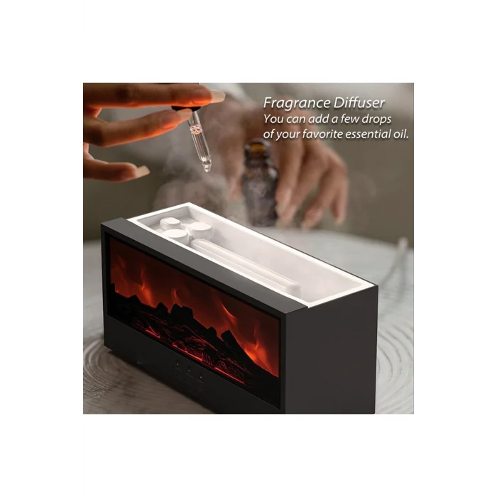 BUĞZ Siyah şömine görünümlü oda hava nemlendirici aromaterapi difüzör 220-240V 50Hz 2 yıl garantili