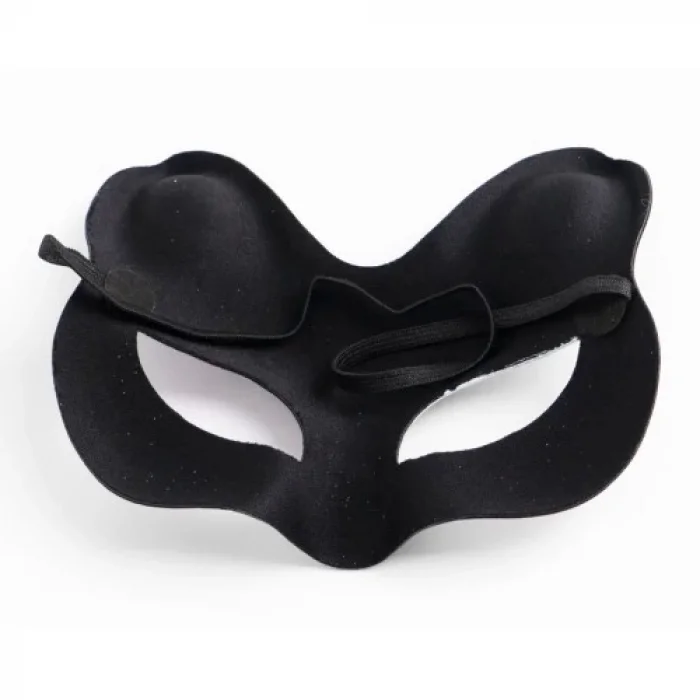  Siyah Süet Kırmızı Sarı Simli Kedi Maskesi