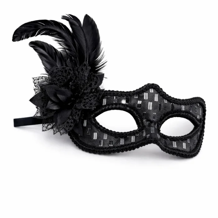 BUĞZ Siyah Tüylü Balo Maskesi Kadın Parti Aksesuarı