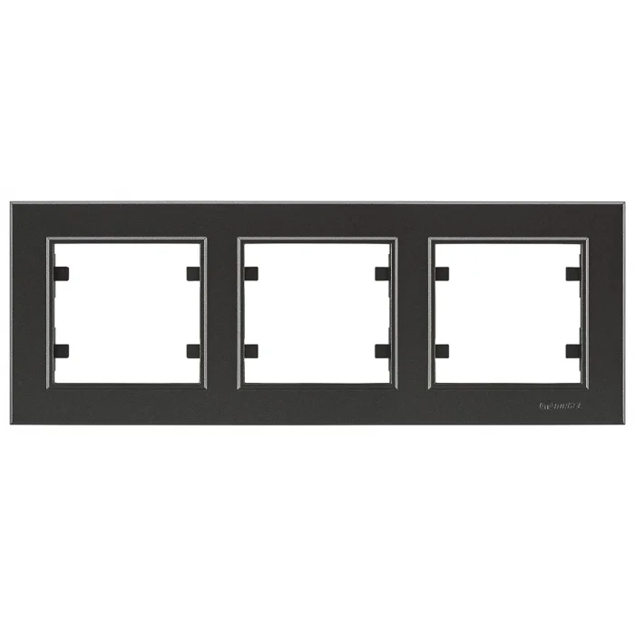  Siyah Üçlü Yatay Çerçeve - Priz ve Anahtar İçin Uyumlu Çerçeve