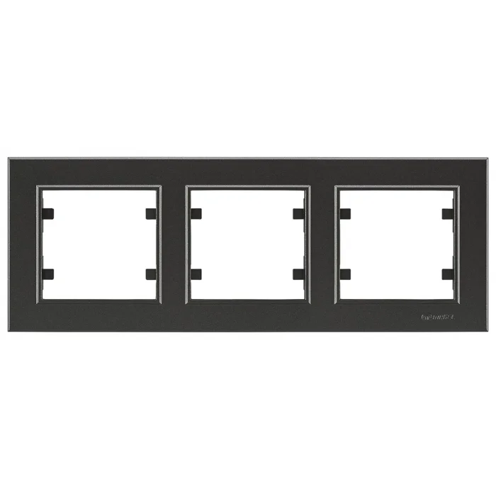  Siyah Üçlü Yatay Çerçeve - Priz ve Anahtar İçin Uyumlu Çerçeve
