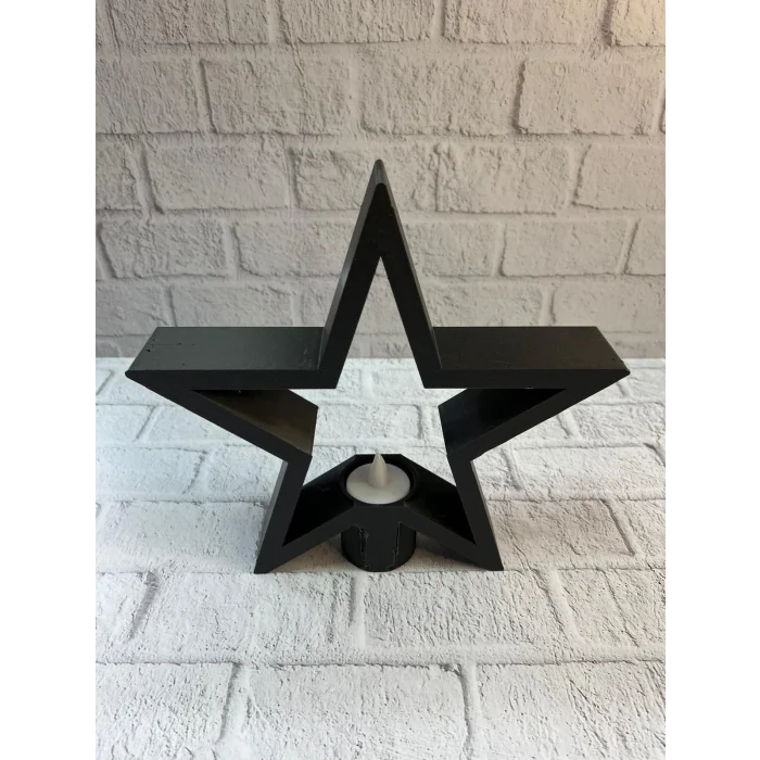 BUĞZ Siyah Yıldız Şeklinde Mumluk Loş Işık Dekor Aksesuarı