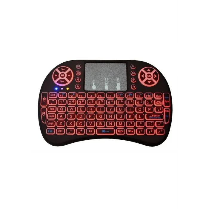 BUĞZ Smart Tv Box Ps3 Uyumlu Kablosuz Dokunmatik Işıklı Şarjlı Touchpadli Mini Q Klavye