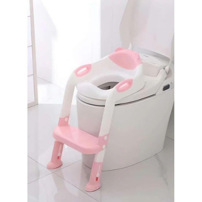 BUĞZ Softy Merdivenli Tuvalet Adaptörü - Çocuğunuz İçin Güvenli ve Konforlu Tuvalet Eğitimi Pembe