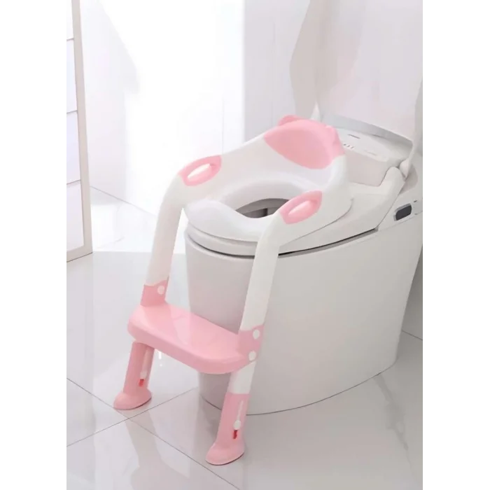 BUĞZ Softy Merdivenli Tuvalet Adaptörü - Çocuğunuz İçin Güvenli ve Konforlu Tuvalet Eğitimi Pembe