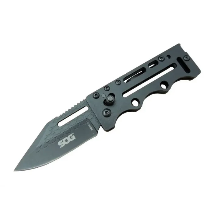  SOG AC77BK Siyah Yaprak Kamp Çakı 15 cm - Metal Sap, Kılıflı