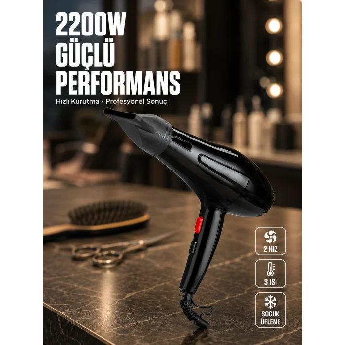 BUĞZ Soğuk Üfleme Özellikli 2200W Profesyonel Fön Makinesi
