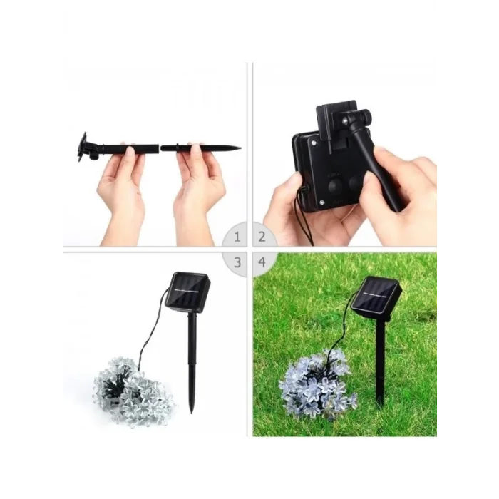 BUĞZ Solar 30 Ledli Çiçekli Günışığı Bahçe Aydınlatma Dekorasyon Güneş Enerjili