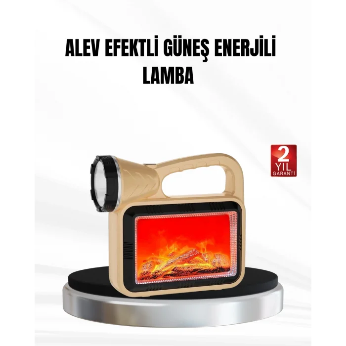 BUĞZ Solar Alev Işığı COB Teknolojili Taşınabilir El Feneri ve Kamp Lambası