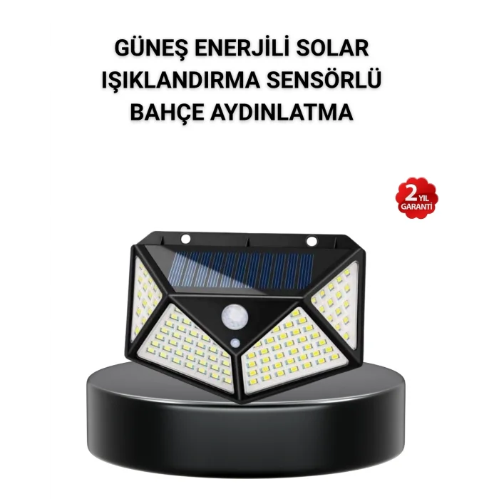 BUĞZ Solar Bahçe Lambası 100 LED Hareket Sensörlü Güneş Enerjili Aydınlatma