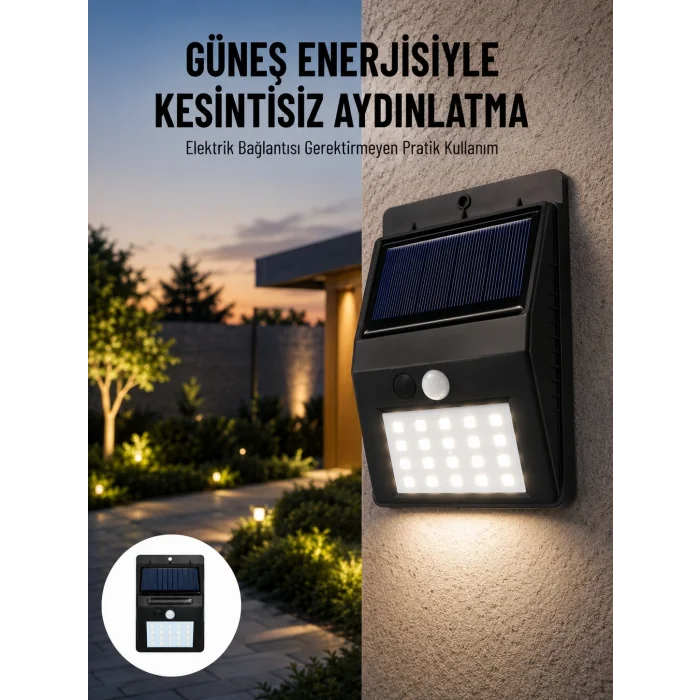 BUĞZ Solar Dekoratif Lambası Sensörlü Led Işık Bahçe Aydınlatma Yeni Nesil