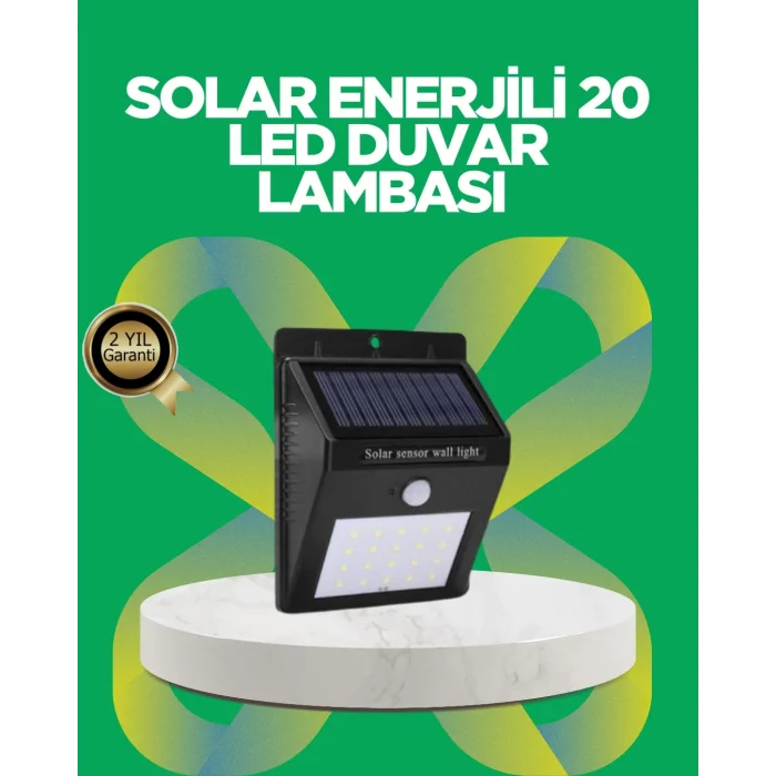 BUĞZ Solar Enerjili 20 LED Hareket Sensörlü Duvar Lambası