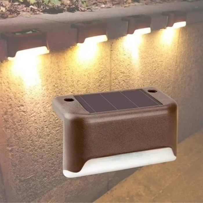 BUĞZ Solar Güneş Enerjili Şarj Edilen Köşebent Merdiven Veranda Bahçe Yolu Led Lamba Işık 4 Adet