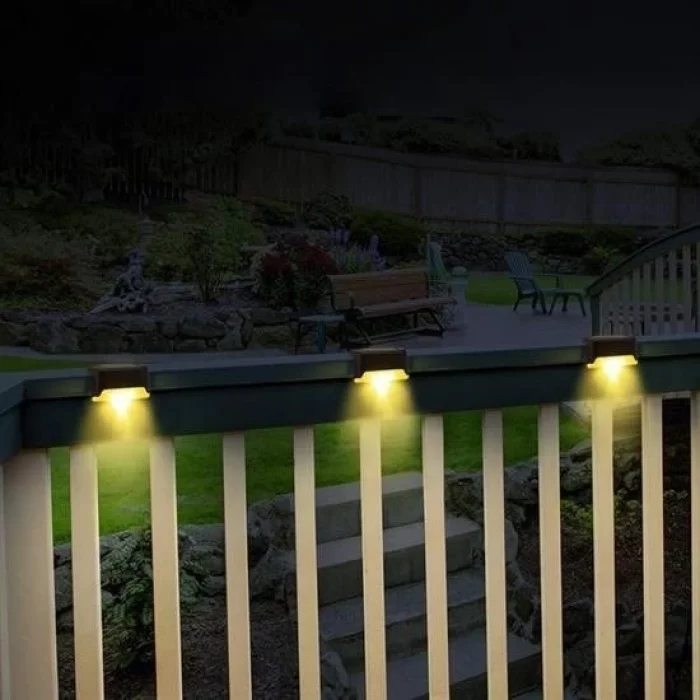 BUĞZ Solar Güneş Enerjili Şarj Edilen Köşebent Merdiven Veranda Bahçe Yolu Led Lamba Işık 4 Adet