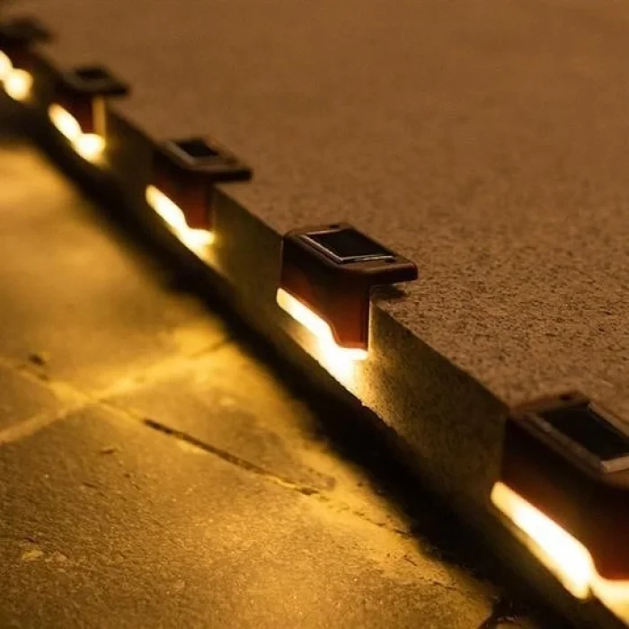 BUĞZ Solar Güneş Enerjili Şarj Edilen Köşebent Merdiven Veranda Bahçe Yolu Led Lamba Işık 4 Adet ( BUĞZ )