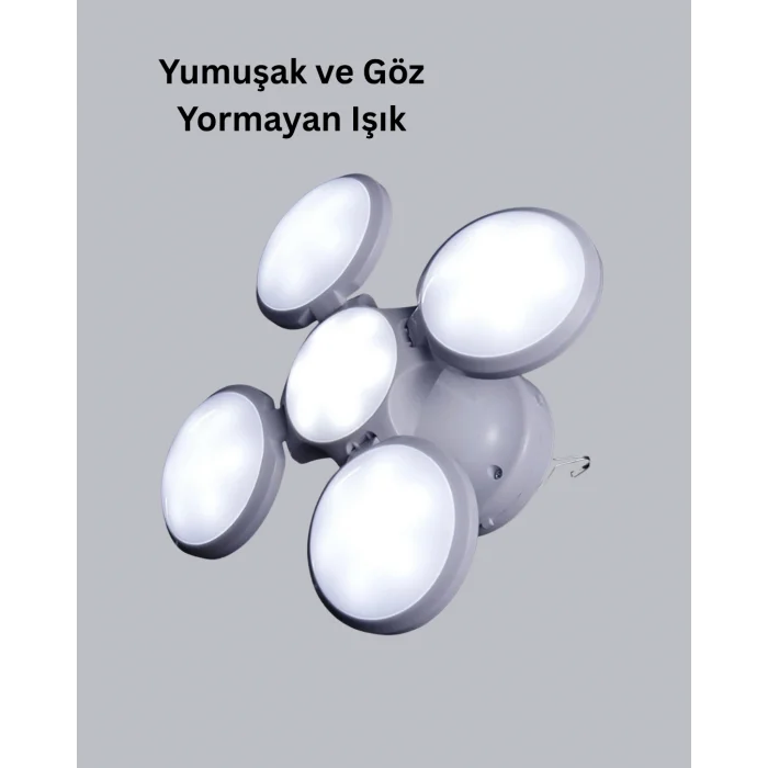 BUĞZ Solar Güneş Enerjili ve USB Şarjlı 5 Kanatlı LED Kamp Lambası