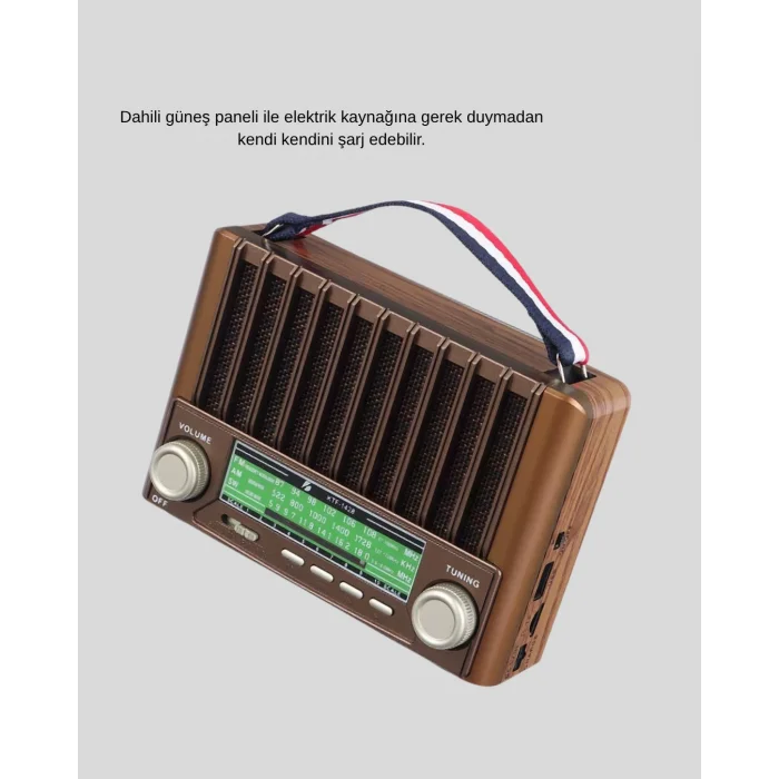 BUĞZ Solar Hoparlör Bluetooth FM AM SW Radyo Çok Fonksiyonlu Şarjlı - Lisinya