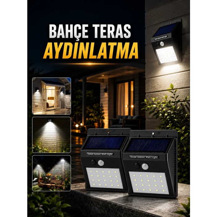 BUĞZ Solar Lamba Giriş, Bahçe Yol Avlu Hareket Sensörlü Led