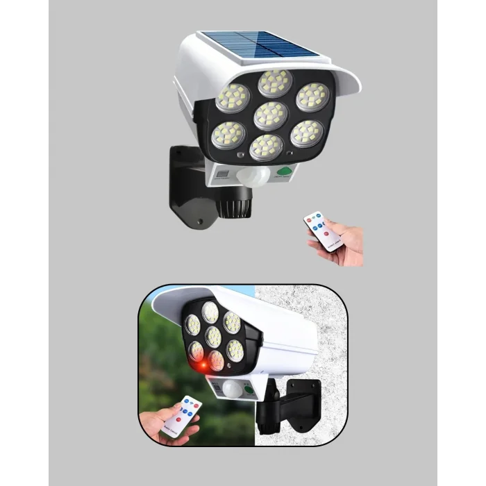 BUĞZ Solar Şarjlı Kamera Tasarımlı LED Duvar Lambası Hareket Sensörlü Dış Mekan Aydınlatma