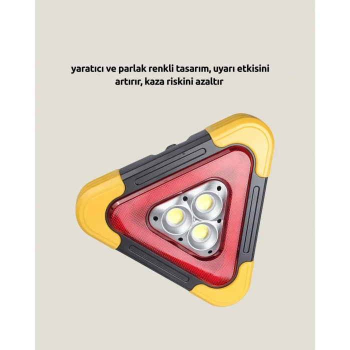 BUĞZ Solar Şarjlı Üçgen LED Park ve İkaz Lambası