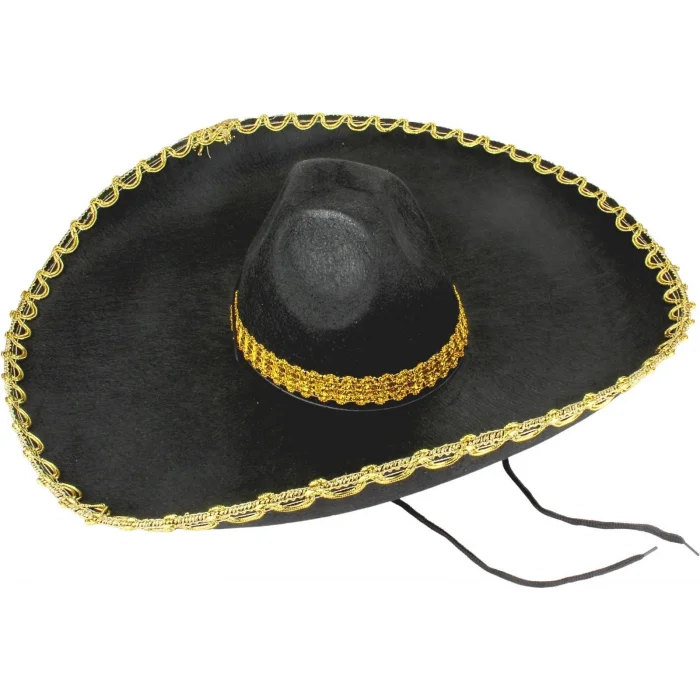  Sombrero Meksika Şapkası Mariachi Altın Şeritli Yetişkin Boy