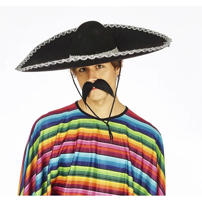  Sombrero Meksika Şapkası Mariachi Gümüş Şeritli Yetişkin Boy