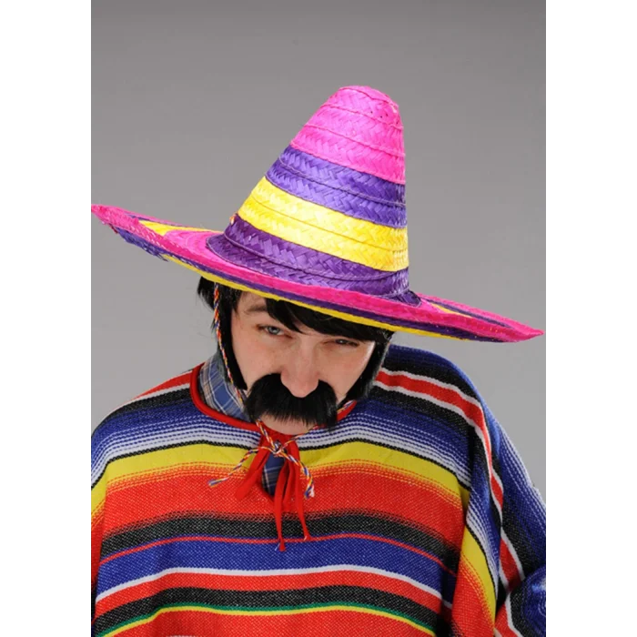 BUĞZ Sombrero Meksika Şapkası Renkli Örme Hasır Yetişkin Boy
