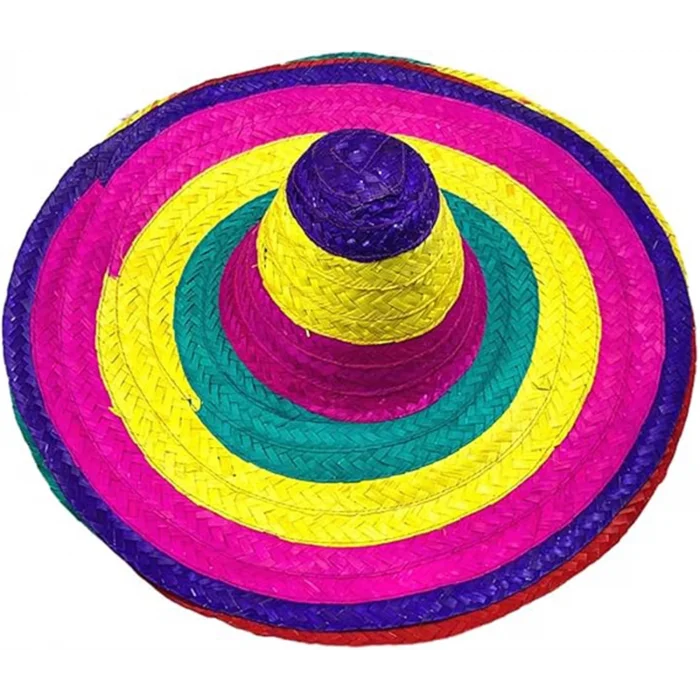  Sombrero Meksika Şapkası Renkli Örme Hasır Yetişkin Boy