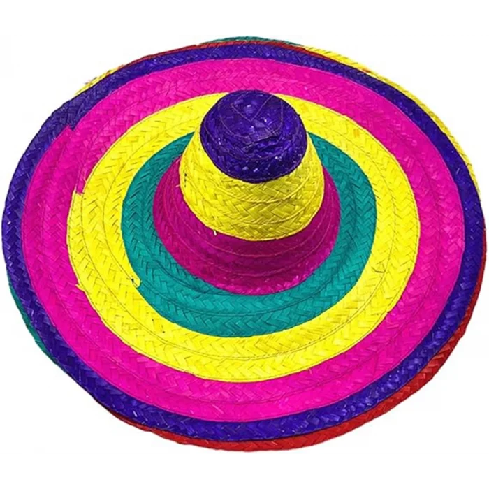 BUĞZ Sombrero Meksika Şapkası Renkli Örme Hasır Yetişkin Boy