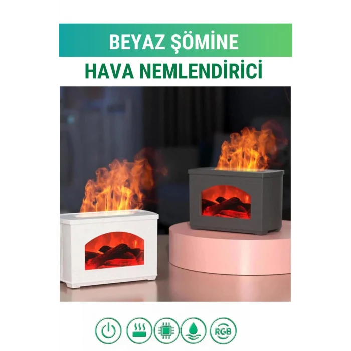 BUĞZ Şömine Tasarımlı Işıklı Hava Nemlendirici - 270 ml Kapasiteli Aromaterapi Difüzörü
