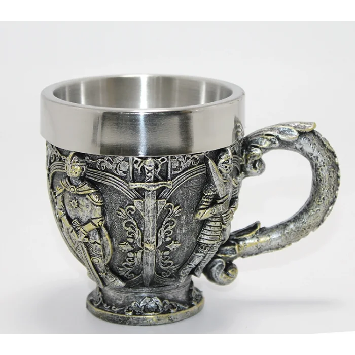 BUĞZ Şövalye Kabartmalı Paslanmaz Çelik Kupa Bardak