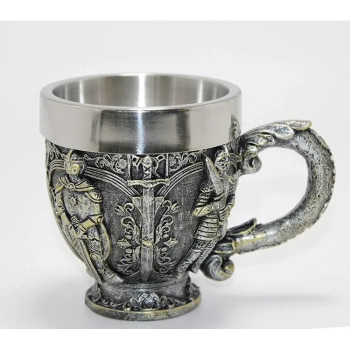 BUĞZ Şövalye Kabartmalı Paslanmaz Çelik Kupa Bardak