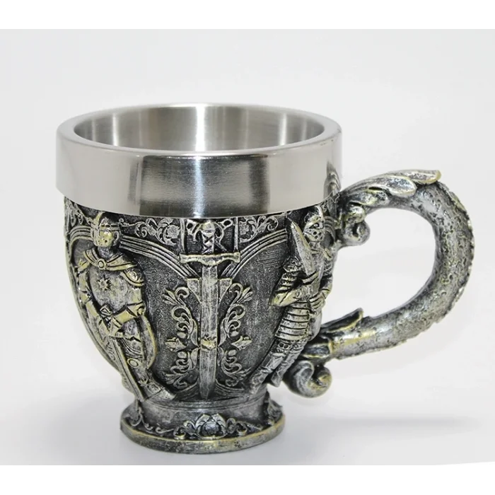 BUĞZ Şövalye Kabartmalı Paslanmaz Çelik Kupa Bardak