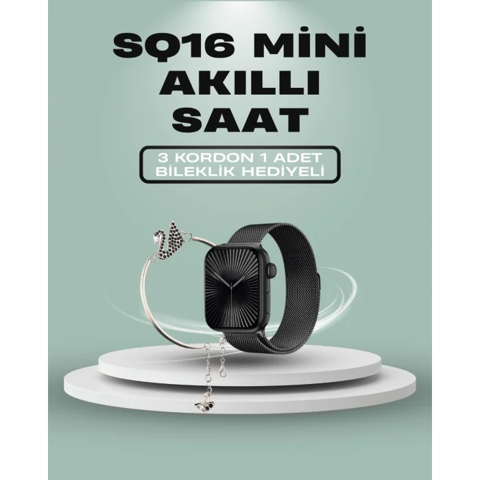  SQ-16 Mini Series 10 Akıllı Saat – 3 Kordon + Hediye Bileklik