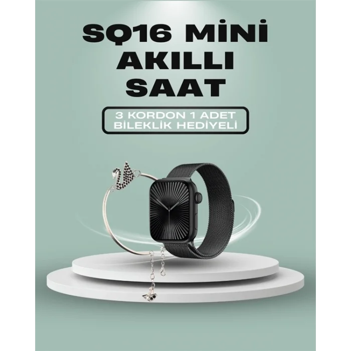 BUĞZ SQ-16 Mini Series 10 Akıllı Saat – 3 Kordon + Hediye Bileklik