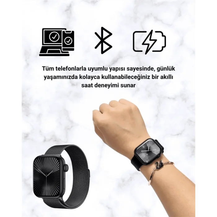 BUĞZ SQ-16 Mini Series 10 Akıllı Saat – 3 Kordon + Hediye Bileklik - BUĞZ