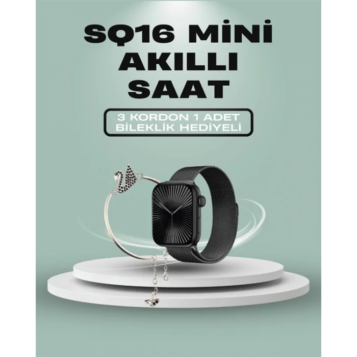 BUĞZ SQ-16 Mini Series 10 Akıllı Saat – 3 Kordon + Hediye Bileklik - BUĞZ