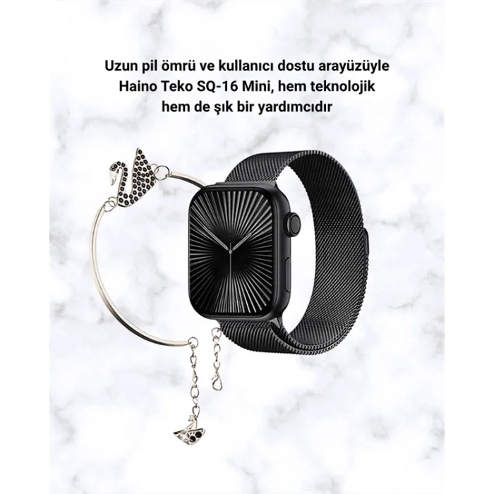 BUĞZ SQ-16 Mini Series 10 Akıllı Saat | Şık ve Hafif Tasarım, 3 Kordon Seçeneği - BUĞZ