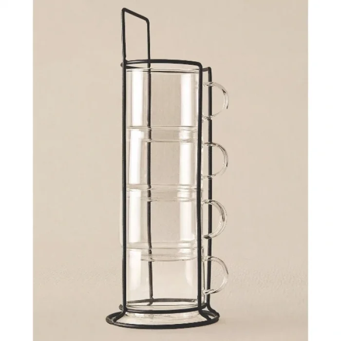 BUĞZ Standlı Borosilikat 4lü Fincan Seti