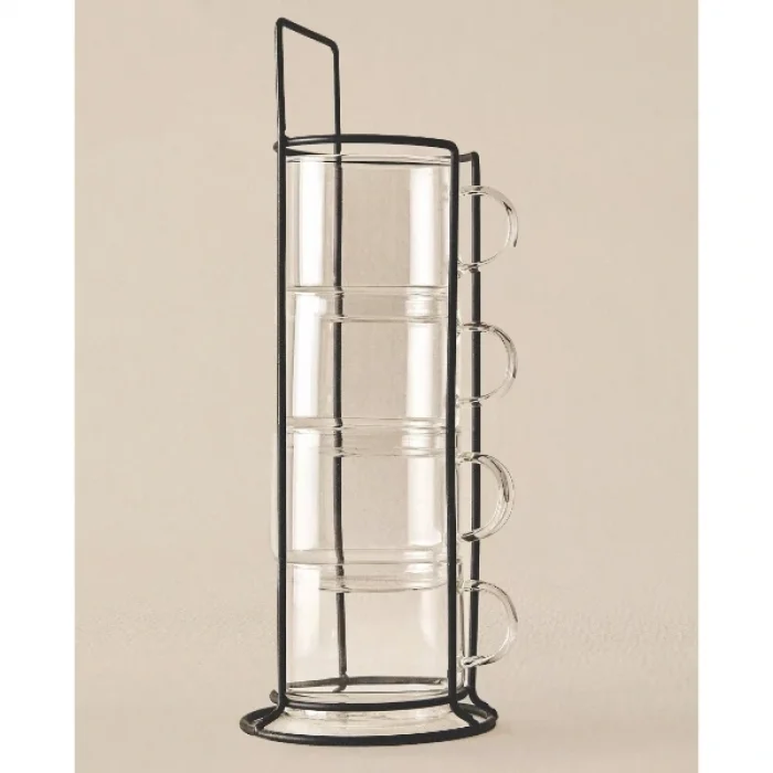 BUĞZ Standlı Borosilikat 4lü Fincan Seti