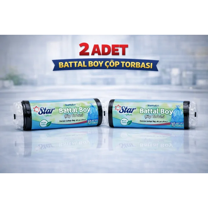 BUĞZ Star Plus Standart Büyük Boy Çöp Torbası 65x80 cm 10 Adet Dayanıklı Sızdırmaz Çöp Poşeti 2 Adet