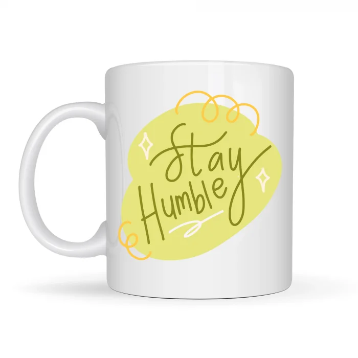 BUĞZ Stay Humble Porselen Kupa MODEL 129 – Minimal Motivasyon Kupası, Şık Tasarım, Günlük Kahve & Çay Kupası