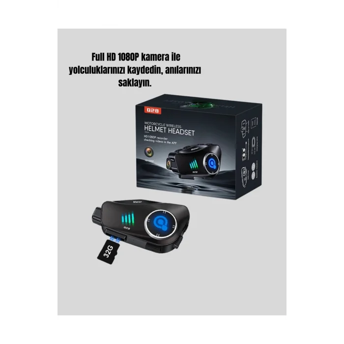 BUĞZ Su Geçirmez Bluetooth Kask Kulaklık ve 1080P Kamera Özellikli Motosiklet Interkom Sistemi