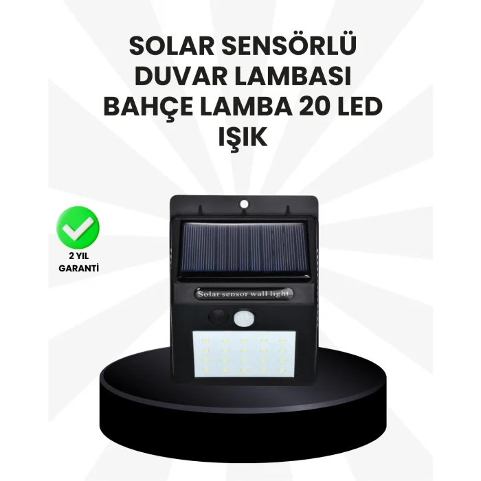  Su Geçirmez IP65 20 LED Solar Sensörlü Bahçe ve Veranda Aydınlatma