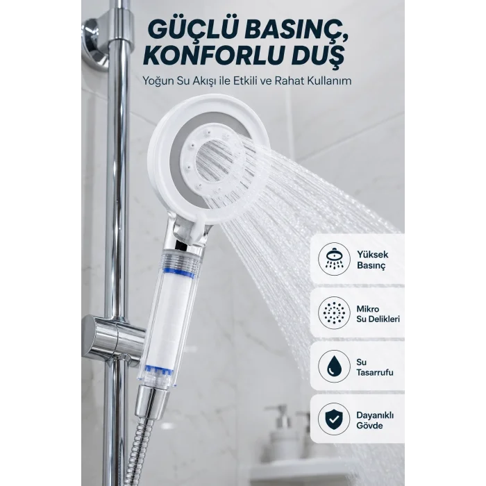 BUĞZ Su Tasarruflu Filtreli Duş Başlığı Yüksek Basınçlı Modern Duş Başlığı