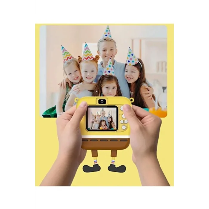 BUĞZ Sünger Bob Tasarımlı Yeni Nesil Çocuk Dijital Mini Fotoğraf Makinesi Çift Kamera