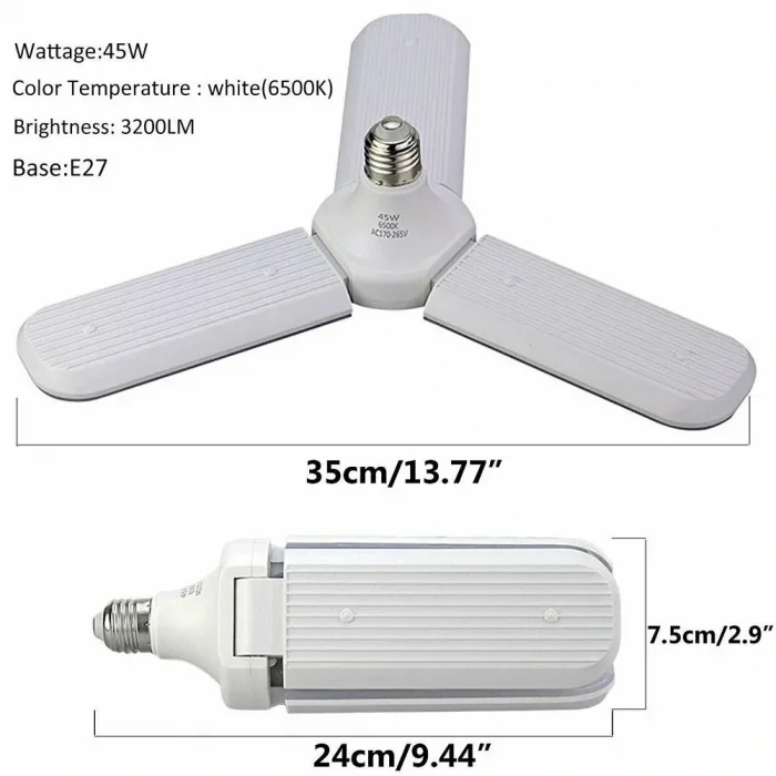 BUĞZ Sunlife Beyaz Işık 3 Pervaneli 45 Watt Tasarruflu Bx40