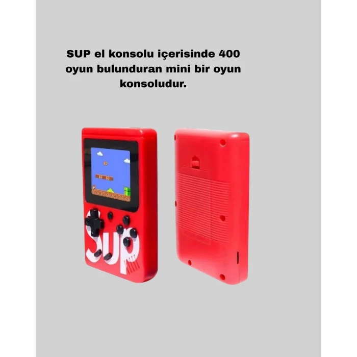 BUĞZ SUP Retro El Konsolu – 500 Oyun, TV Bağlantılı, 3 İnç Ekranlı Şarjlı Mini Atari