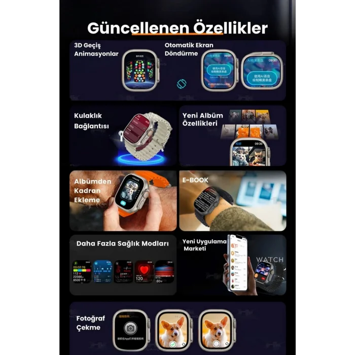 BUĞZ Süper AMOLED Ekranlı, Yapay Zeka Destekli, Nabız ve Uyku Takip Özellikli Akıllı Saat